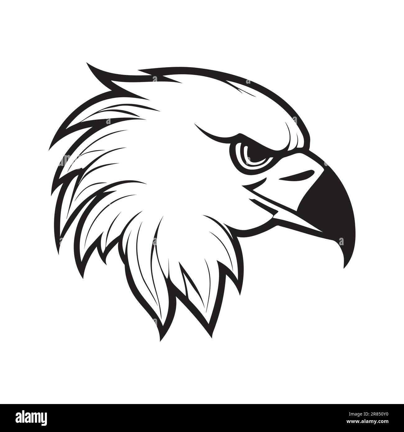 Eagle head black and white vector icon. Template for logo, emblem or badge design Stock Vector