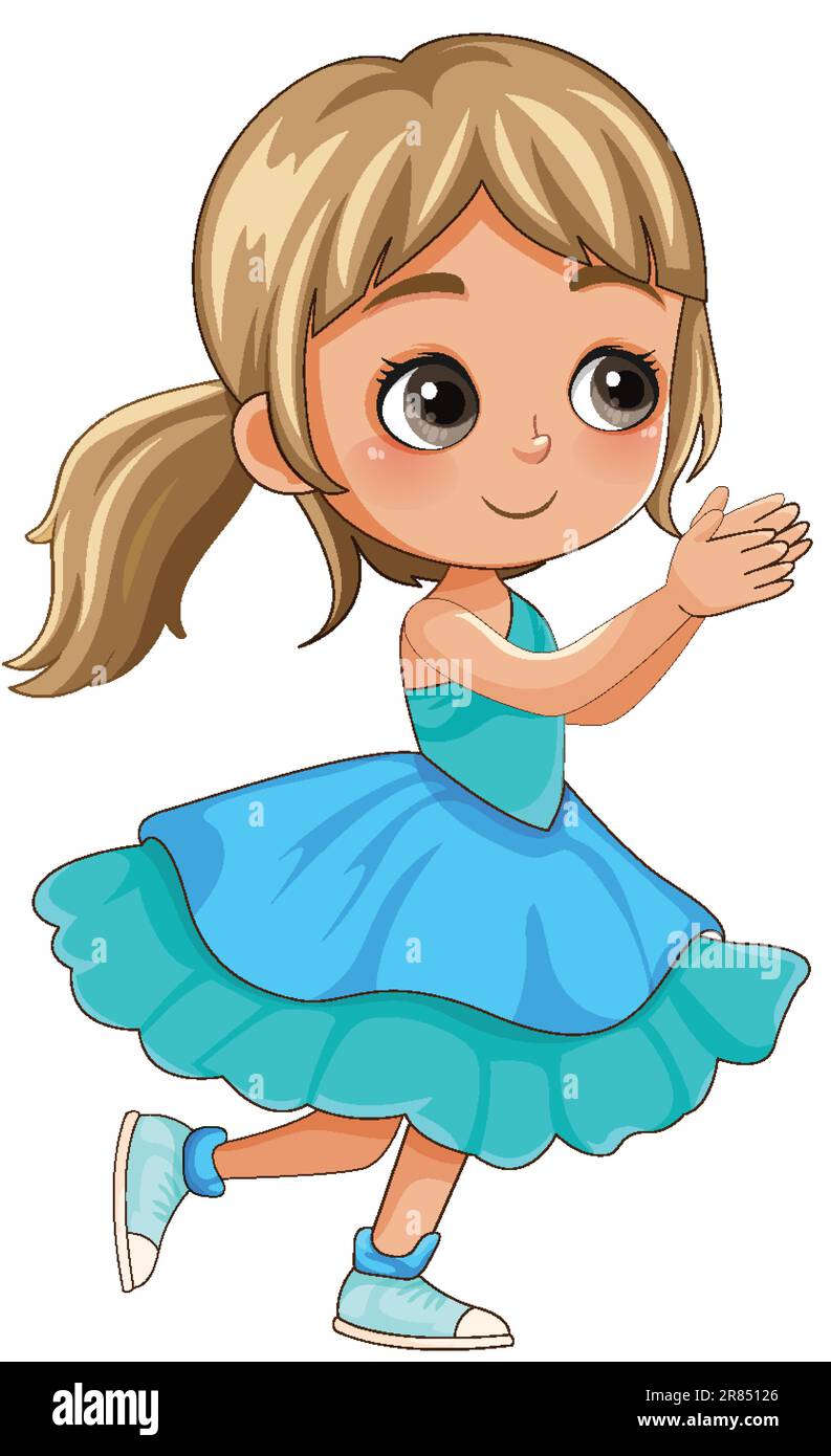 Little Girl in Beautiful Dress Vector illustration Stock Vector Image ...