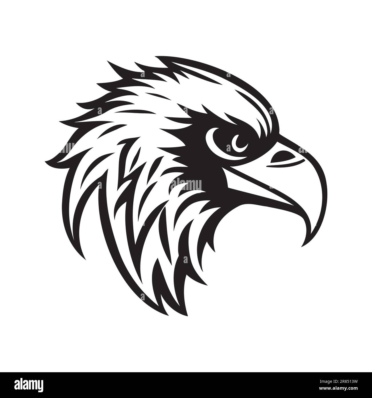 Eagle head black and white vector icon. Template for logo, emblem or ...