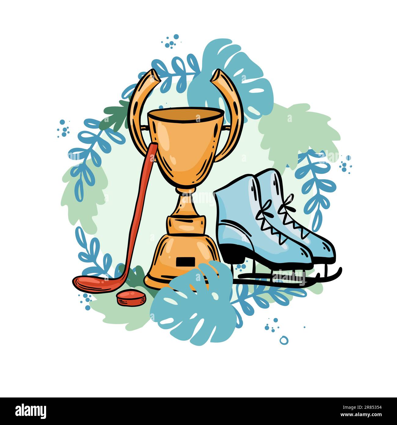 Hockey vector background. Vector hockey Skates Hockey stick Stock