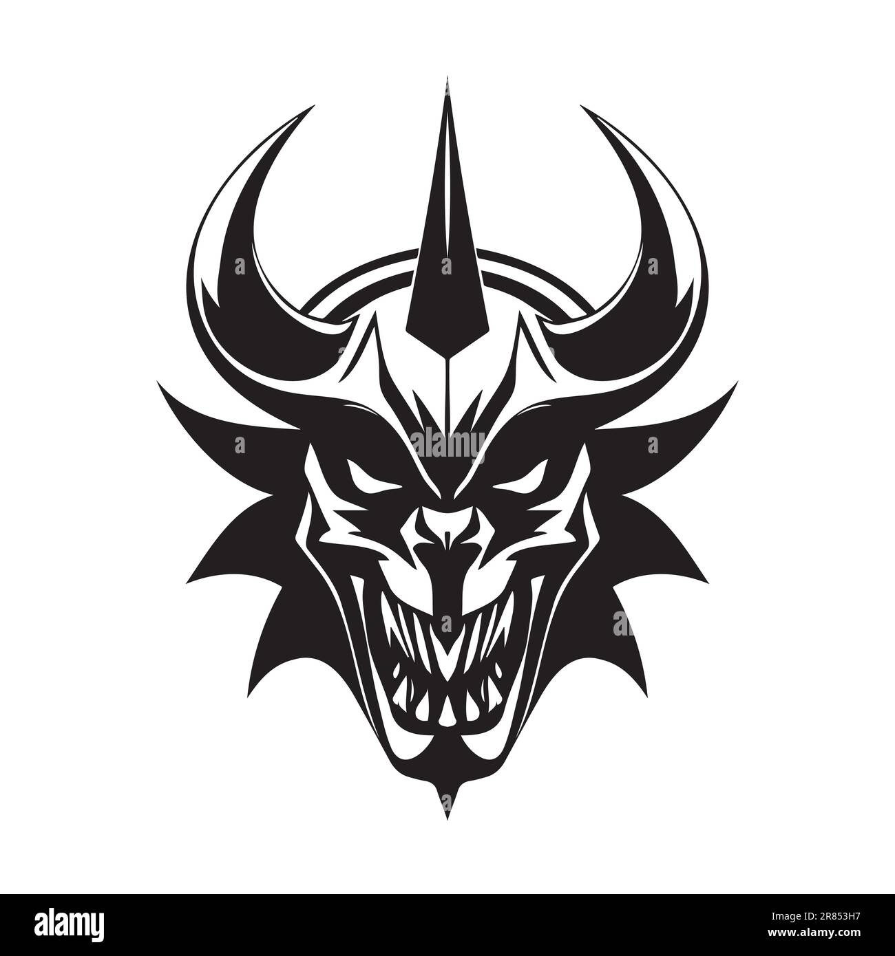 Devil head black and white vector icon. Template for logo, emblem or badge  design Stock Vector Image & Art - Alamy
