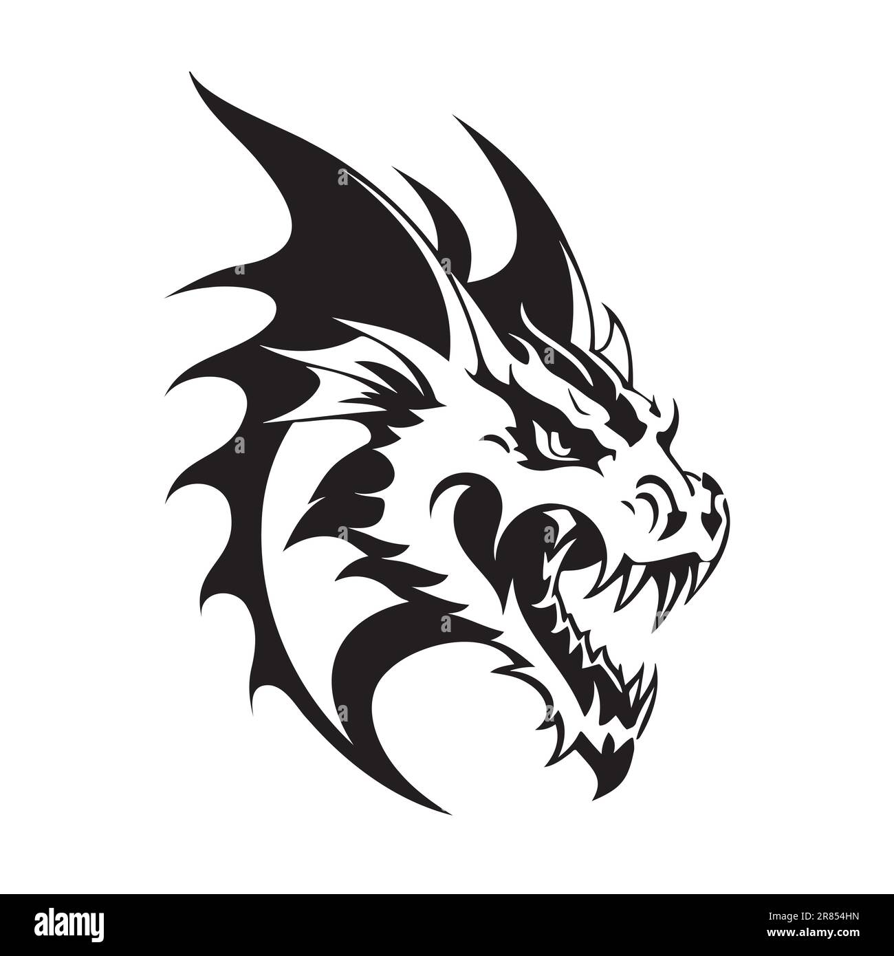 Dragon head drawing Black and White Stock Photos & Images - Alamy