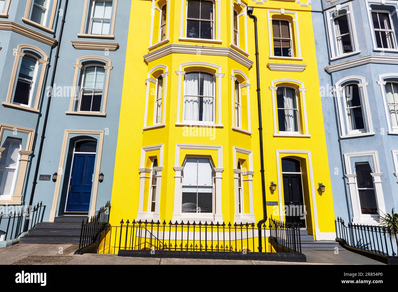 Tenby harbour and town houses overlooking, Tenby, Pembrokeshire, Wales