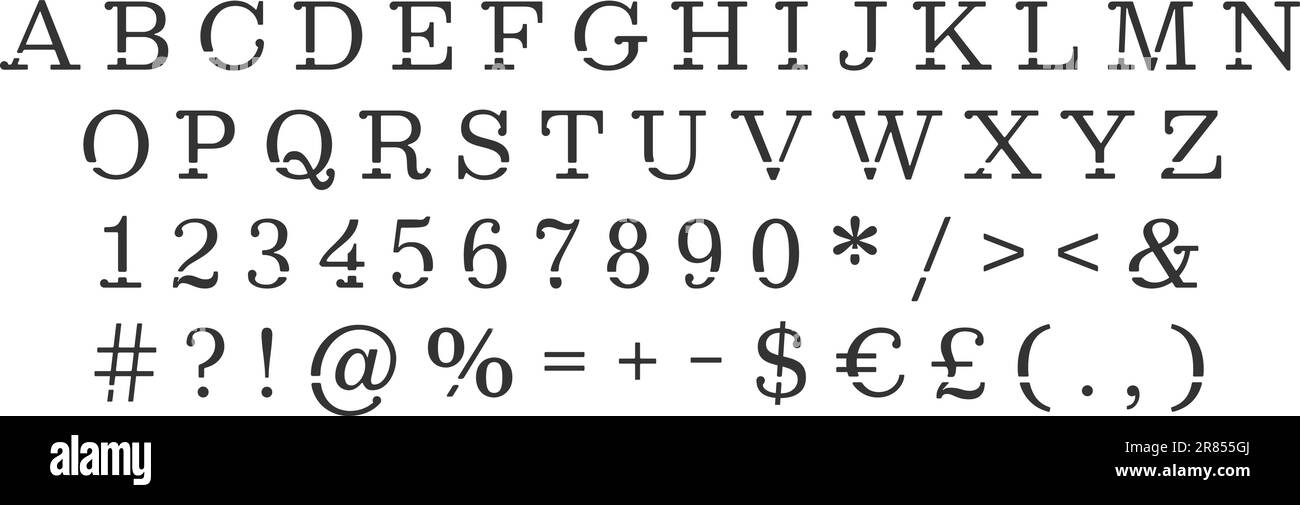 Black classic alphabet set Stock Vector