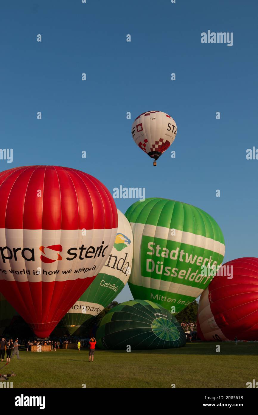 Hot air balloons at the balloon festival in Bonn on 9 June 2023 Stock