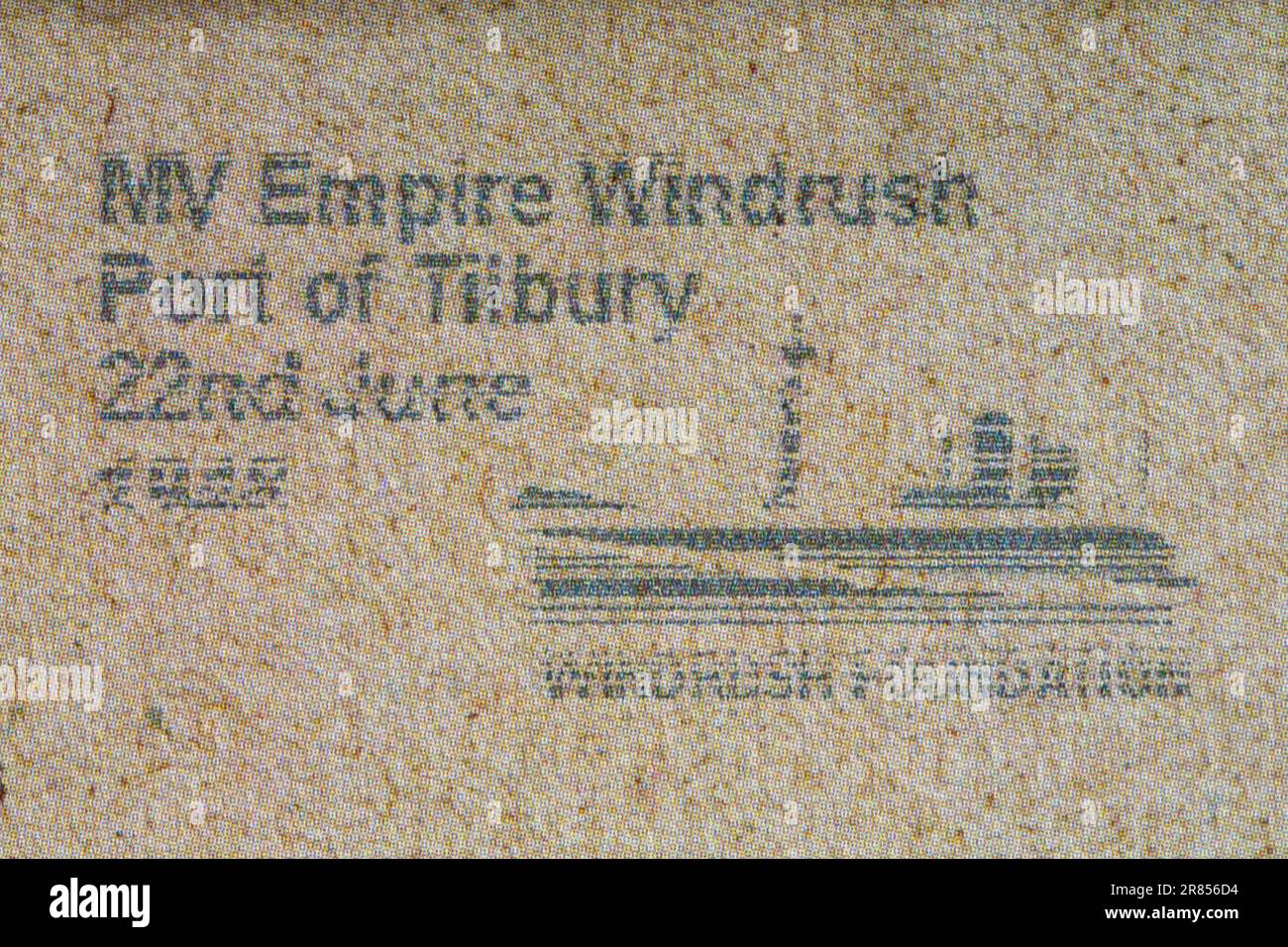 MV Empire Windrush Port of Tilbury 22nd June Windrush Foundation message franked on envelope Stock Photo