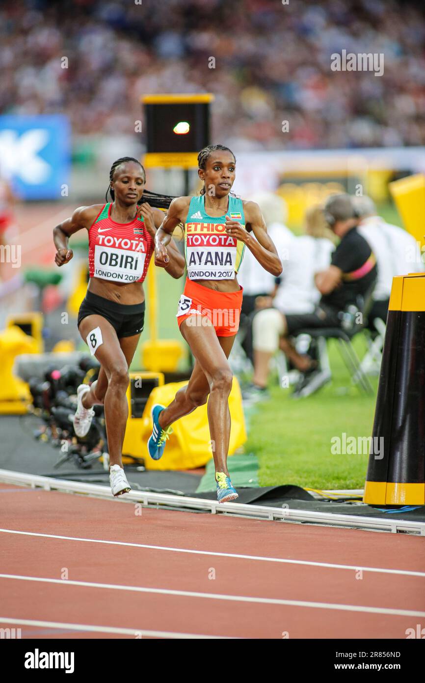 Almaz Ayana participating in the 5000m final at the World Athletics