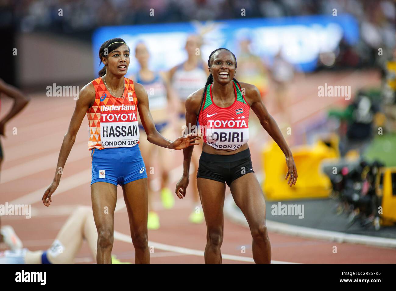 Hellen Obiri winning in the 5000m final at the World Athletics