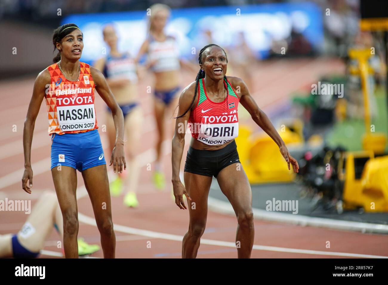 Hellen Obiri winning in the 5000m final at the World Athletics