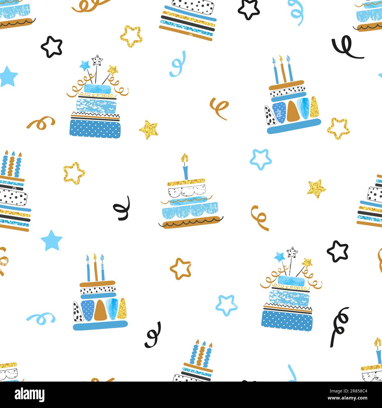 Seamless birthday cake pattern. Wrapping paper, vector illustration ...