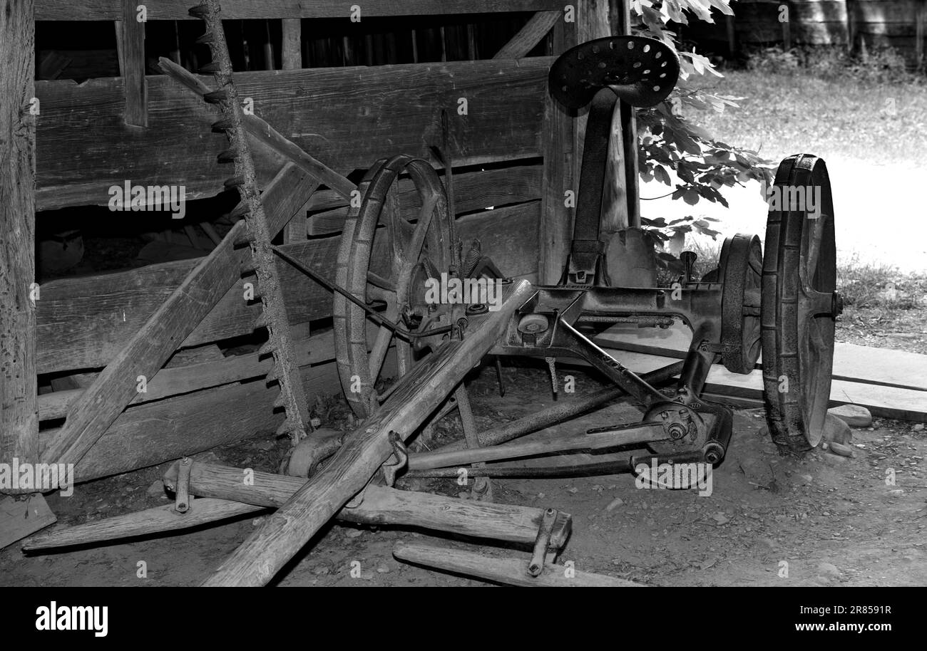 Old farming equipment in Cades Cove. Stock Photo