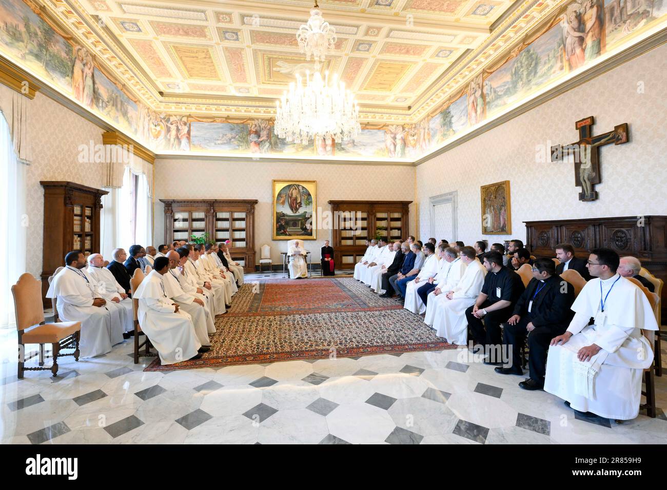 Vatican, Vatican. 29th May, 2023. Italy, Rome, Vatican, 2023-06-19 POPE FRANCIS RECEIVES CANONS REGULAR LATERANENSI IN PRIVATE AUDIENCE 2023-06-19 PAPA FRANCESCO RICEVE IN UDIENZA PRIVATA I CANONICI REGOLARI LATERANENSI Photograph by Vatican Media /Catholic Press Photo/IPA RESTRICTED TO EDITORIAL USE - NO MARKETING - NO ADVERTISING CAMPAIGNS Credit: Independent Photo Agency/Alamy Live News Stock Photo