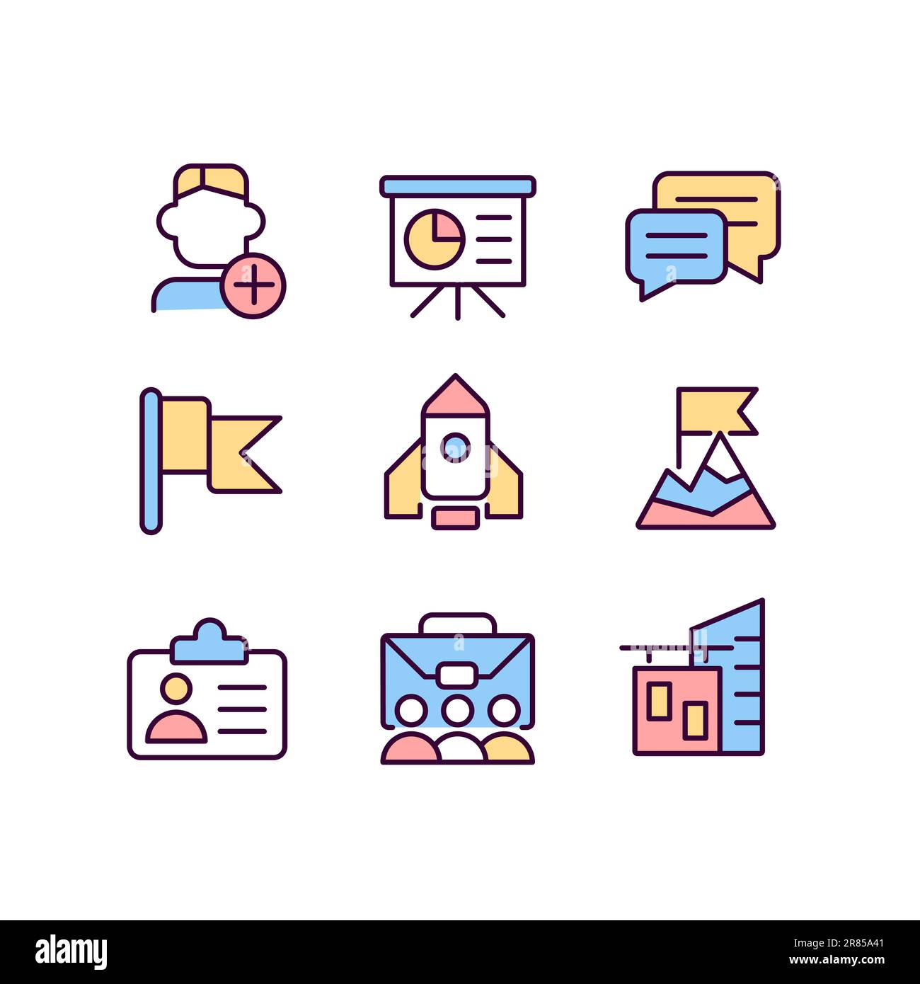 Career goals pixel perfect RGB color icons set Stock Vector Image & Art ...