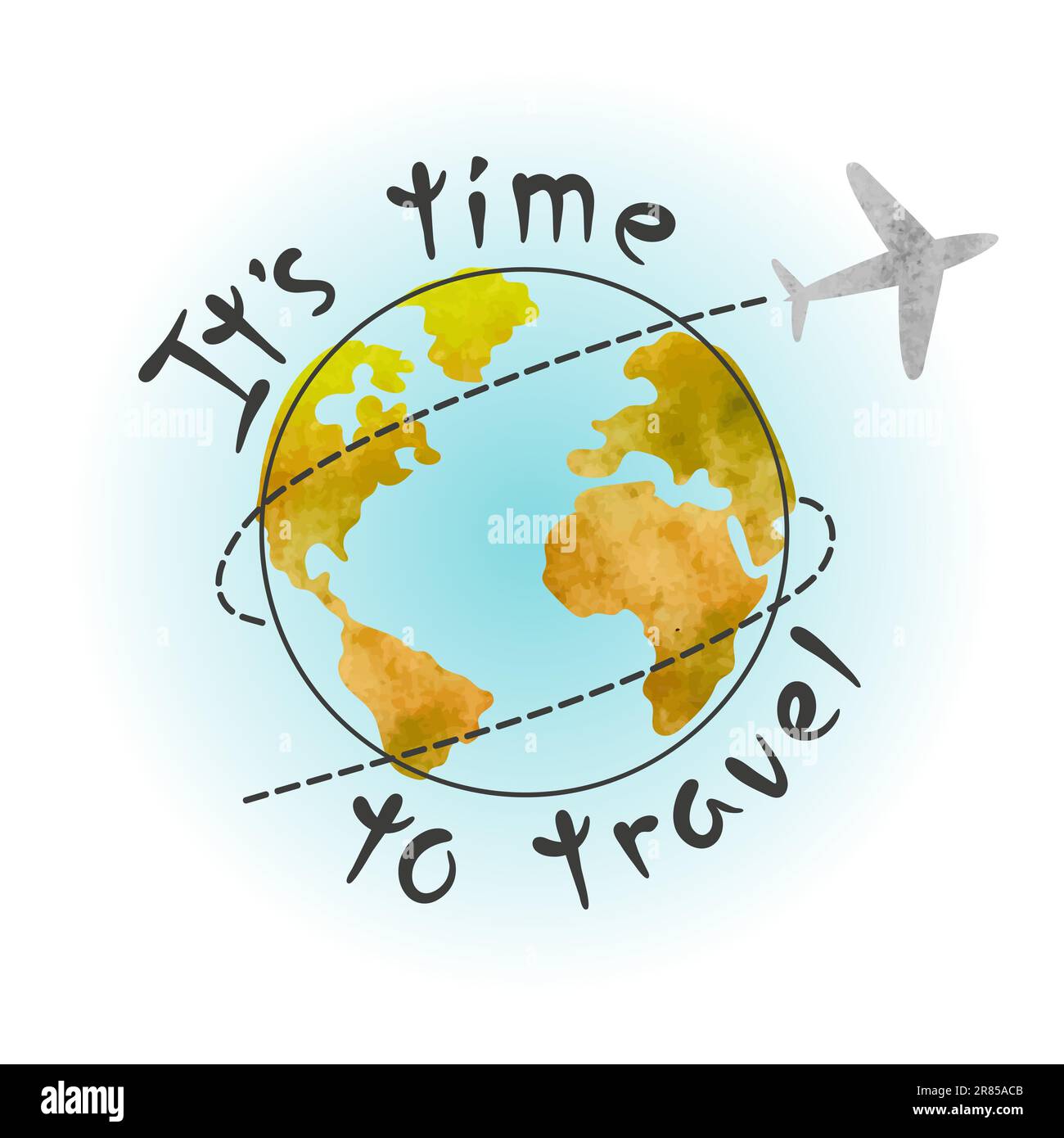 Travel around the world concept. Airplane flying around Earth. Vector ...