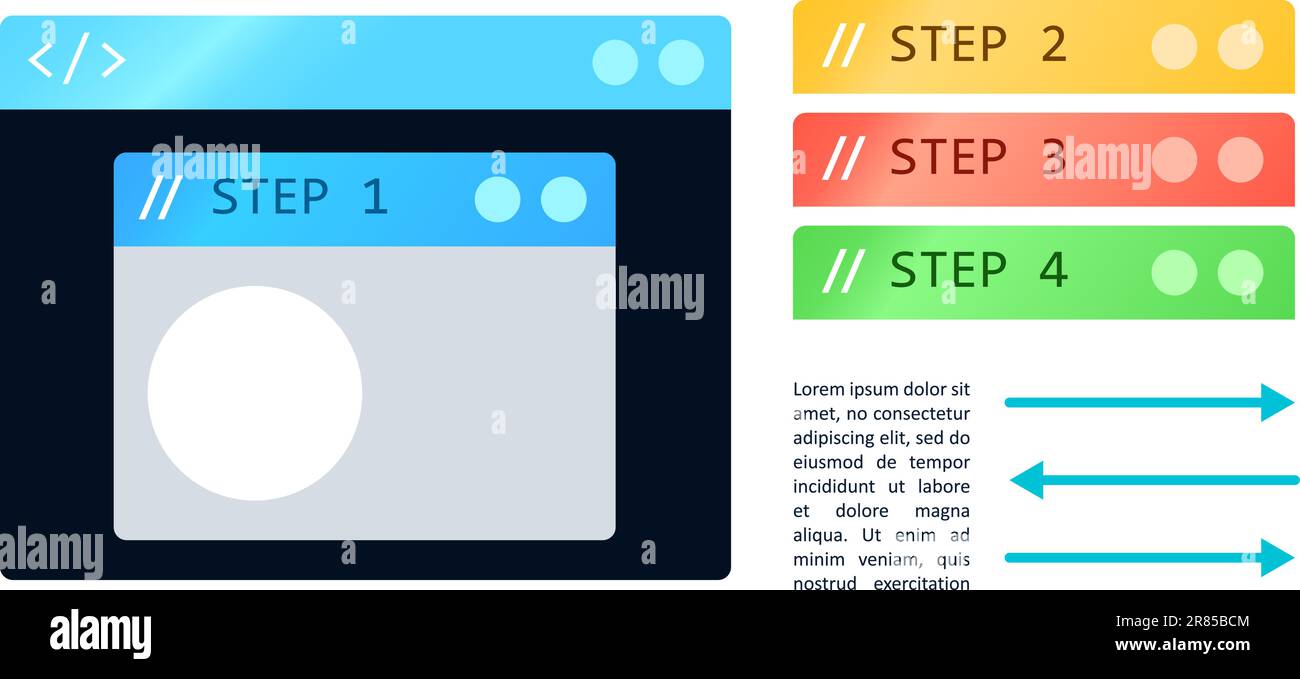 Program window and title bar infographic chart design element set Stock ...