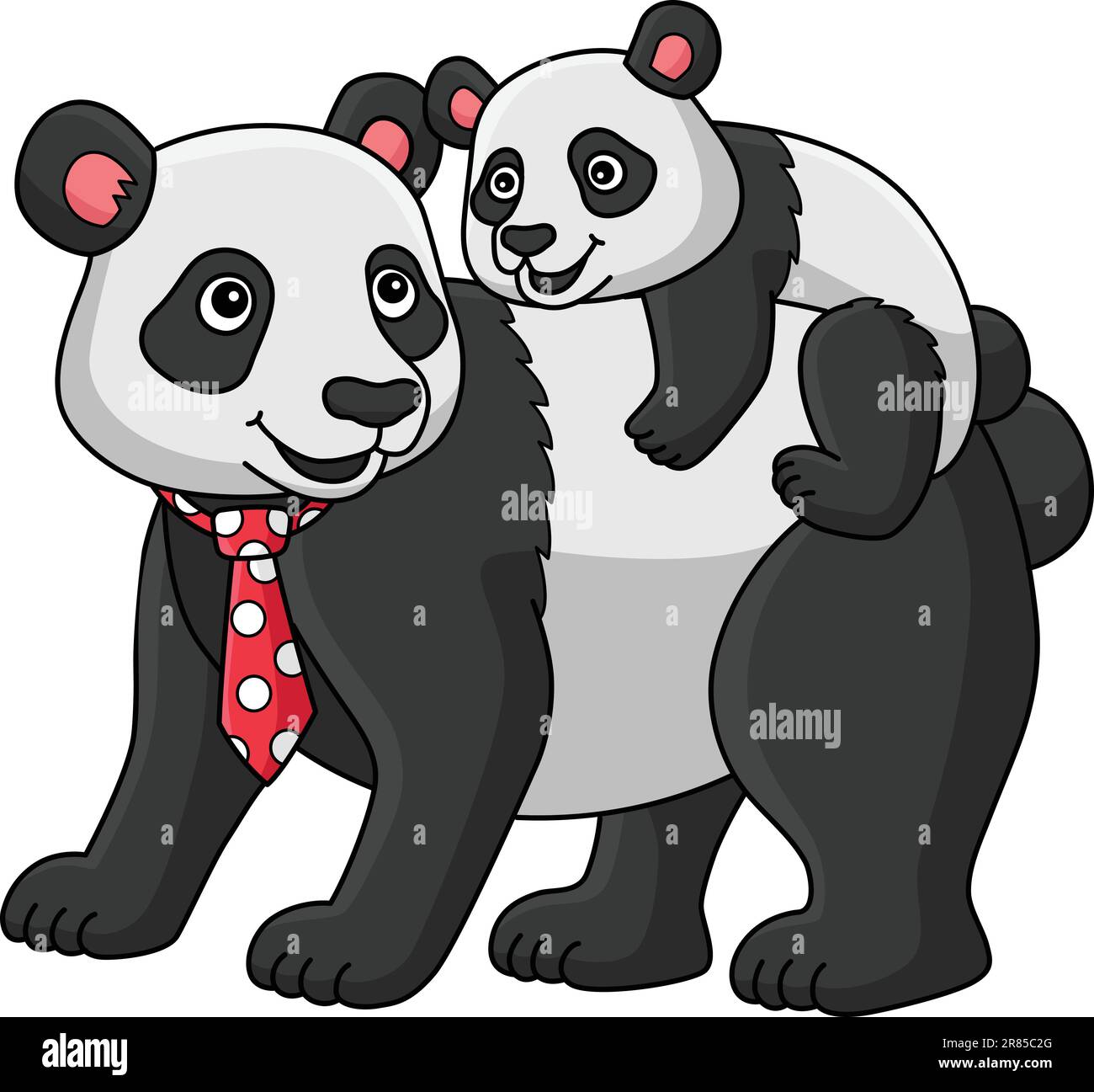 Happy Fathers Day Panda Cartoon Colored Clipart Stock Vector Image ...
