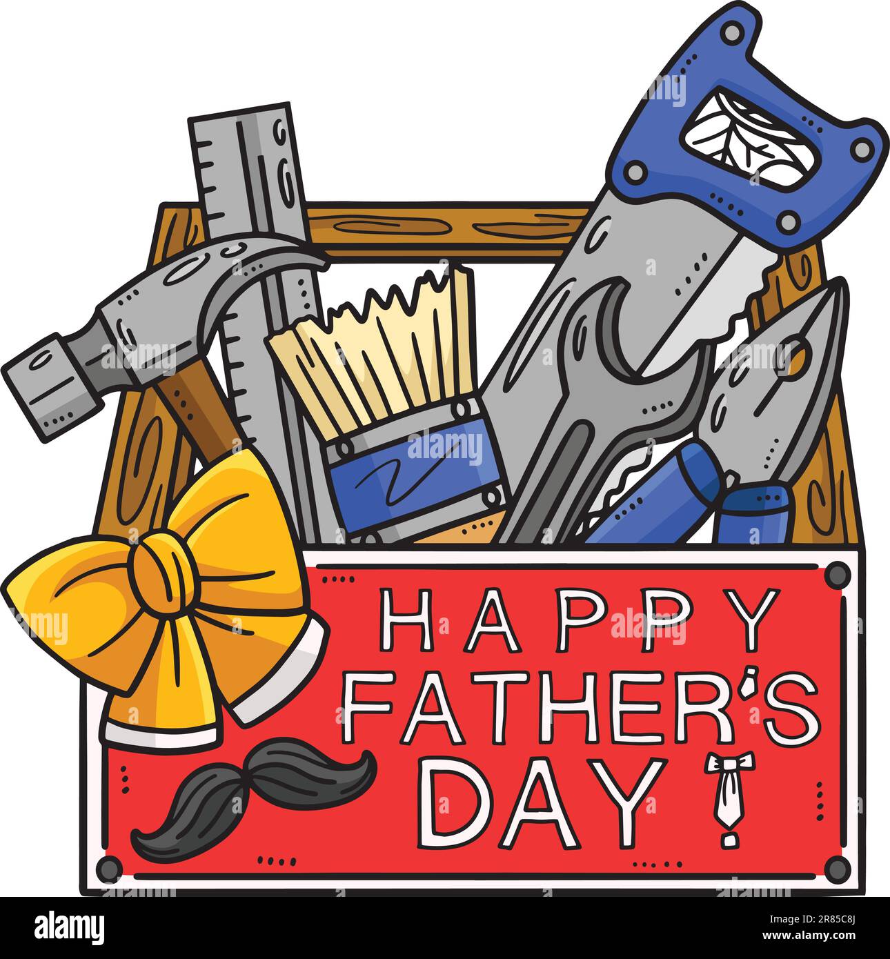 Happy Fathers Day Toolbox Cartoon Colored Clipart Stock Vector Image