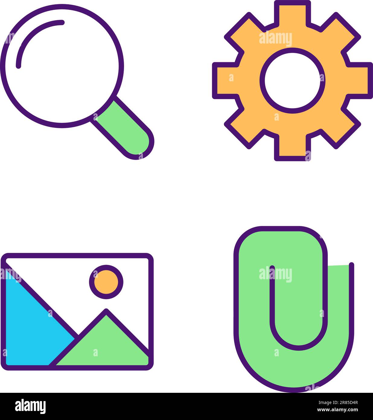 Website elements pixel perfect RGB color icons set Stock Vector