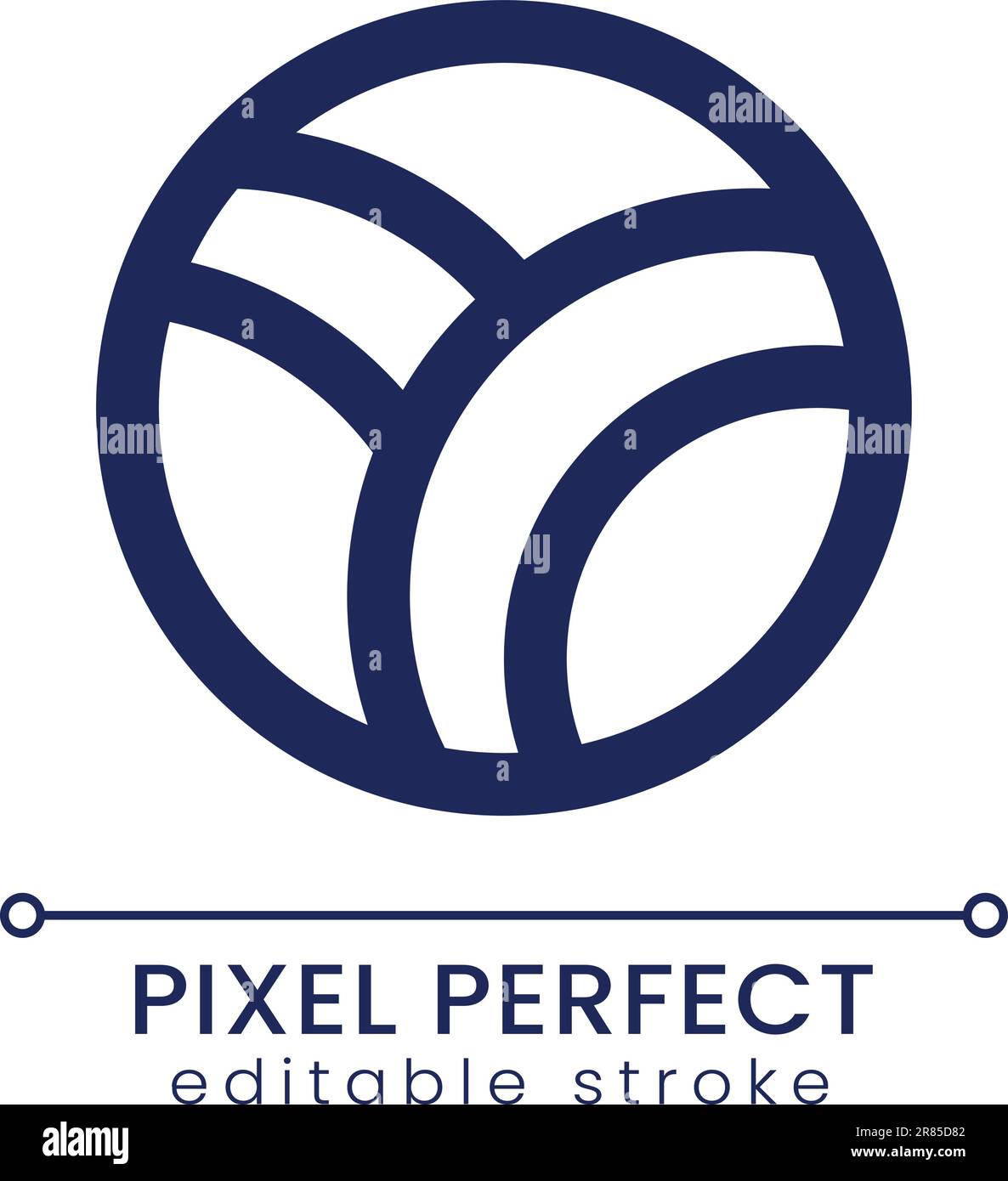 Volleyball pixel perfect linear ui icon Stock Vector
