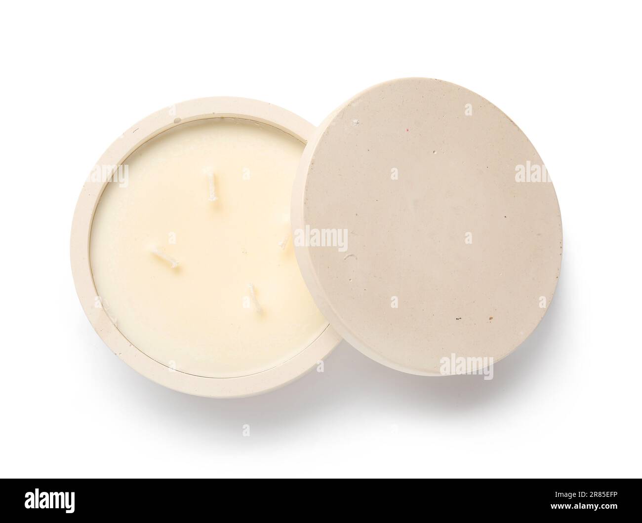 Holder with candle on white background Stock Photo - Alamy