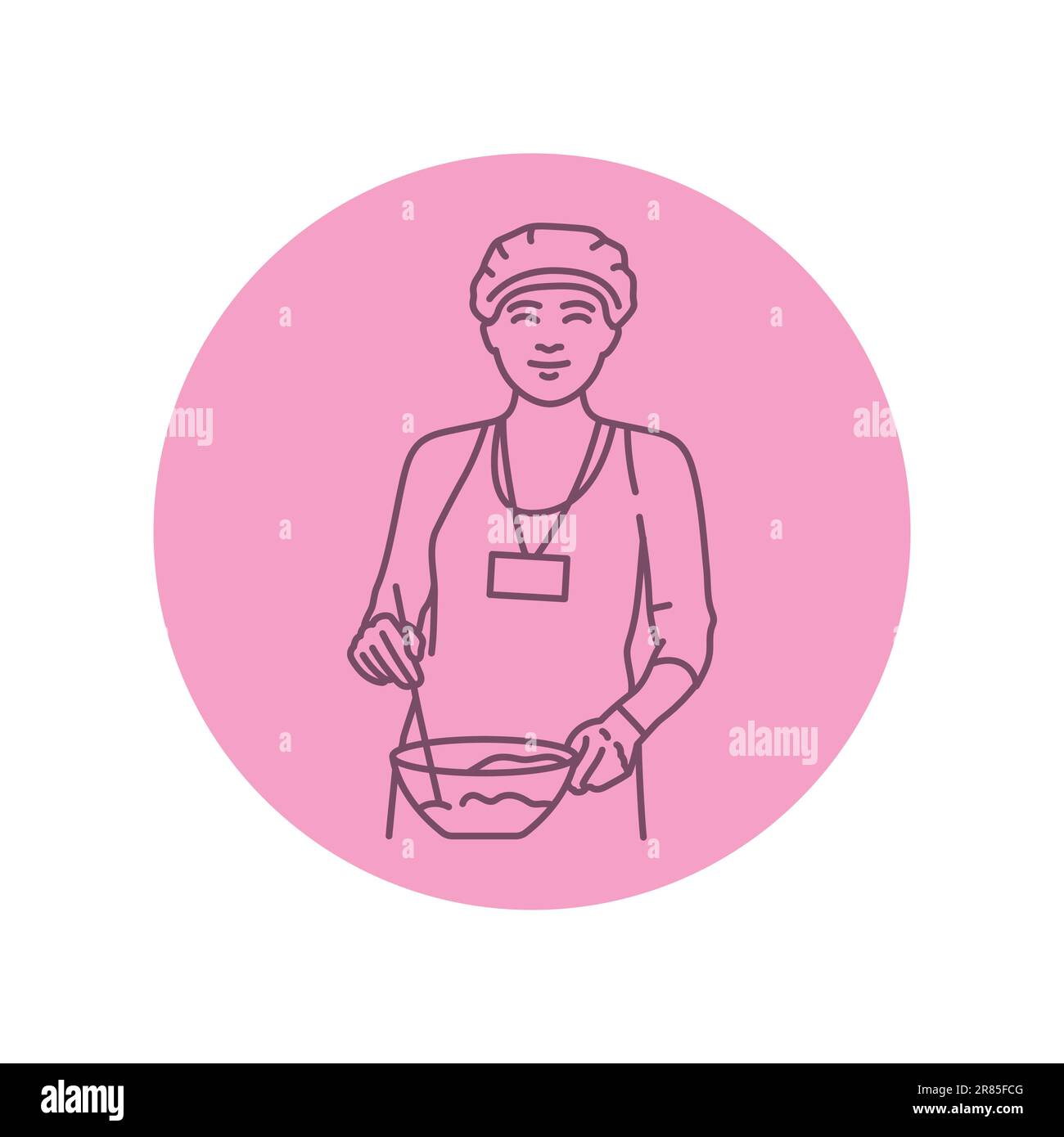 Volunteer cook black line icon. Pictogram for web page, mobile app, promo. Stock Vector