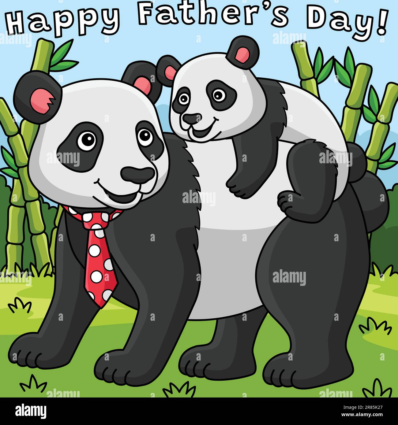 Happy Fathers Day Panda Colored Cartoon Stock Vector Image & Art - Alamy