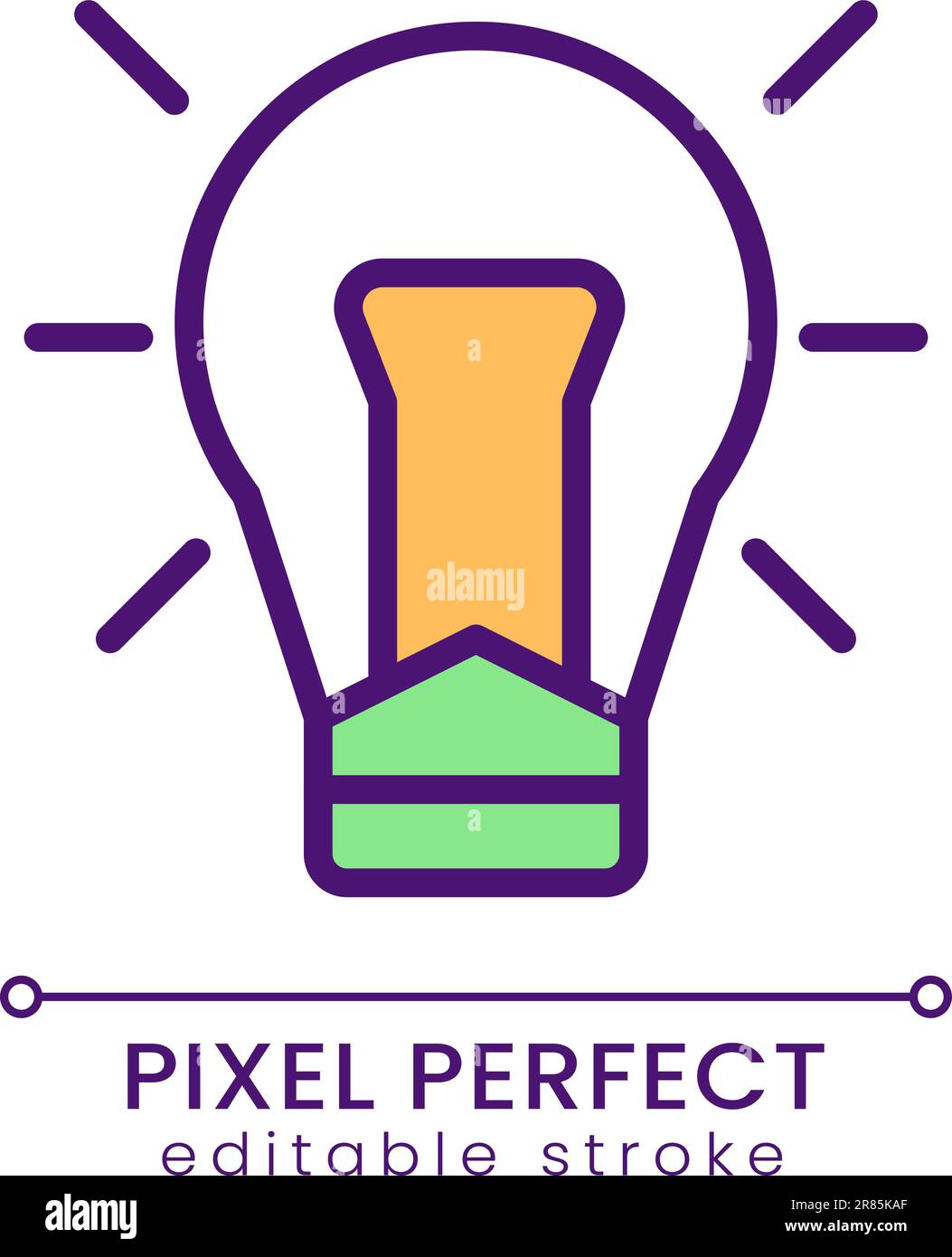 Light bulb pixel perfect RGB color icon Stock Vector
