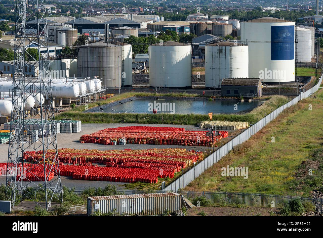 Belfast, Northern Ireland, UK. June 2023. Liquid petroleum gas storage