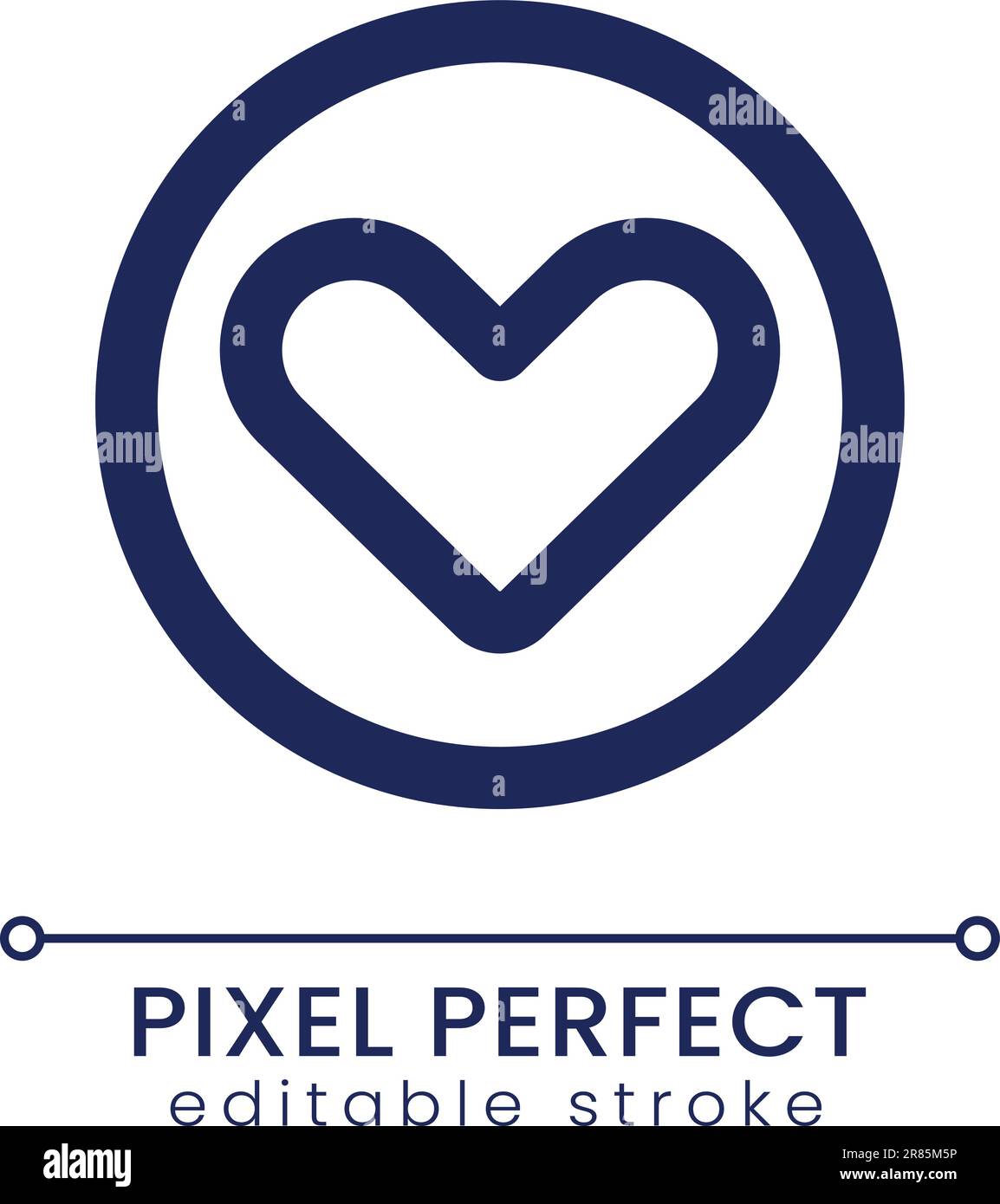 Heart pixel perfect linear ui icon Stock Vector