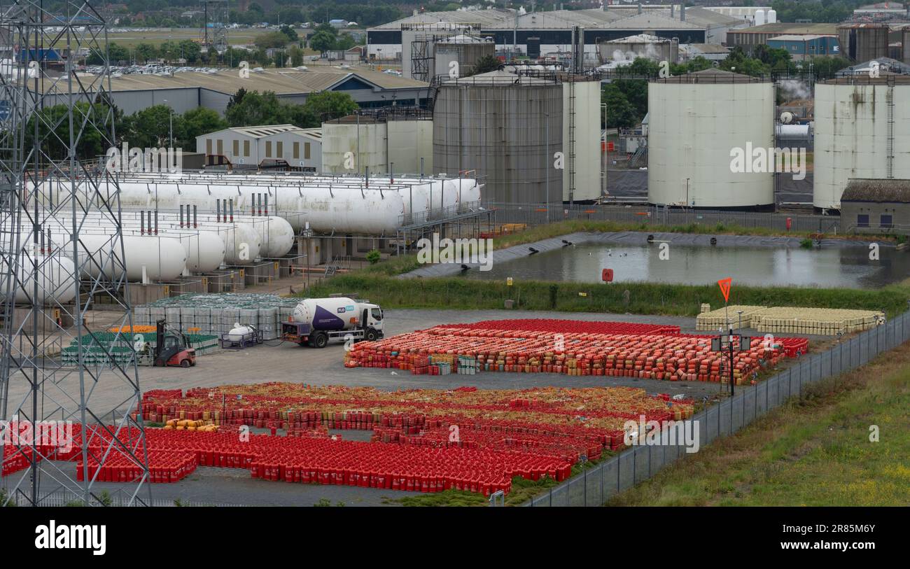 Belfast, Northern Ireland, UK. June 2023. Liquid petroleum gas storage