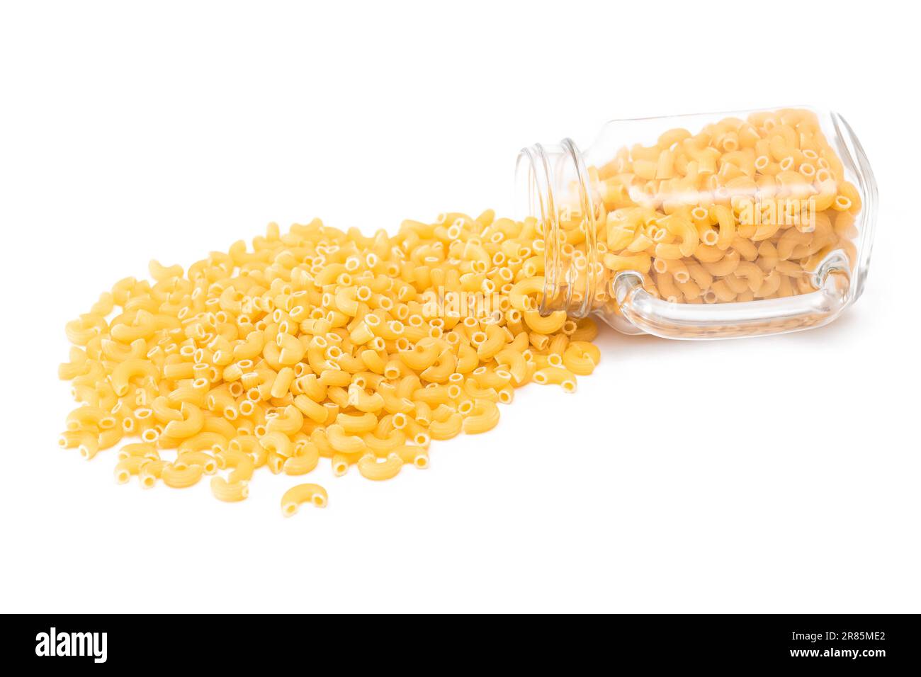 Uncooked Chifferi Rigati Pasta in Glass Jar Isolated on White ...