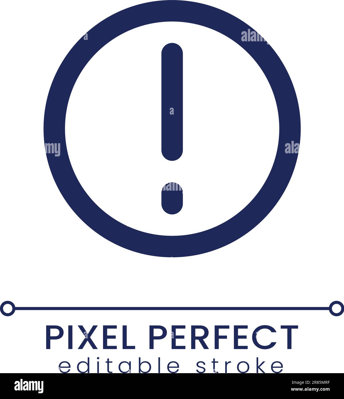 Warning pixel perfect linear ui icon Stock Vector