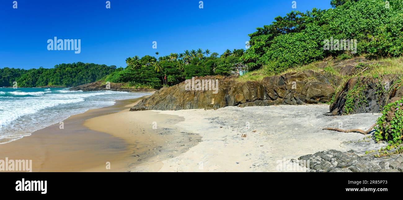 Panoramic photo of Tiririca beach in Itacare on the south coast of Bahia Stock Photo