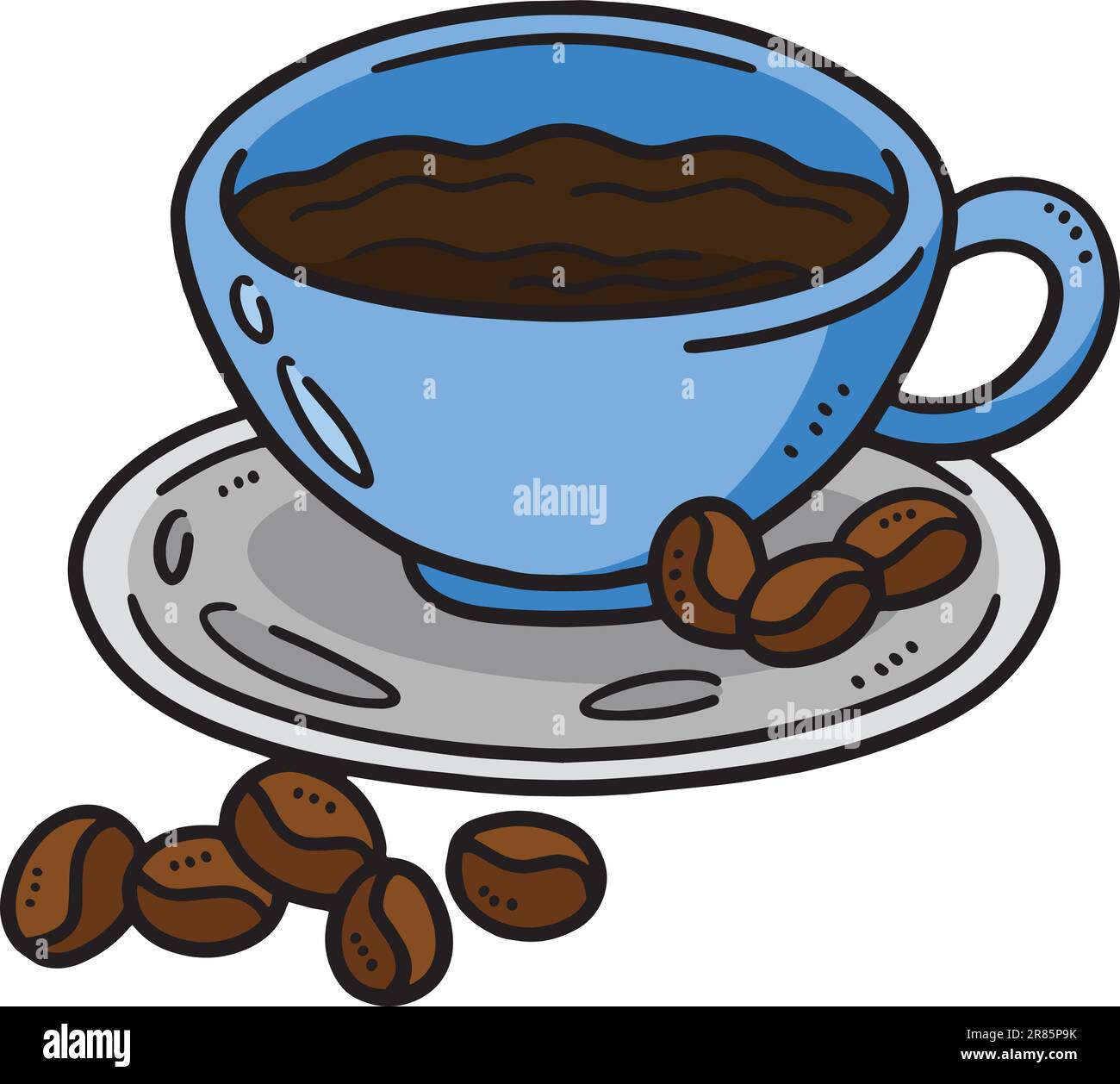 Coffee Cup Coffee Beans Cartoon Colored Clipart Stock Vector Image