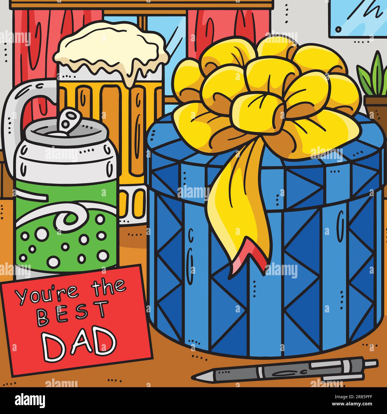 Fathers Day Youre the Best Dad Colored Cartoon Stock Vector Image & Art