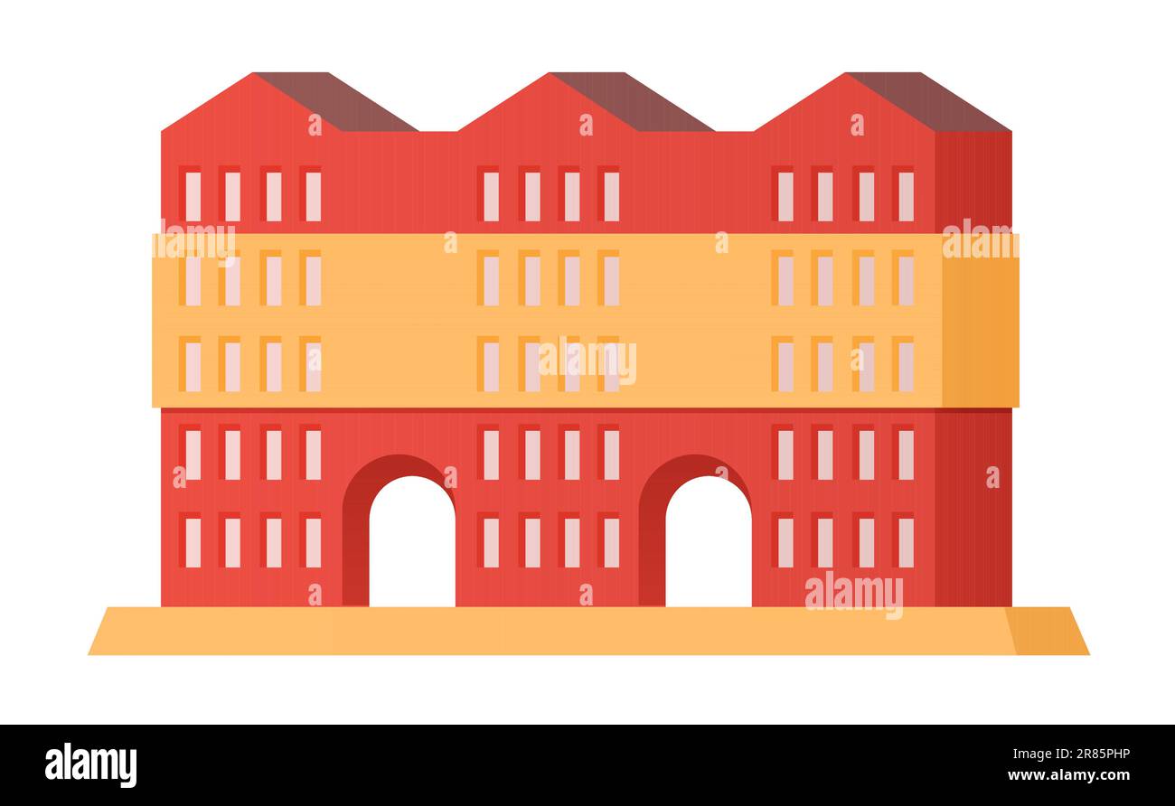 House with arches - modern flat design style single isolated image Stock Vector