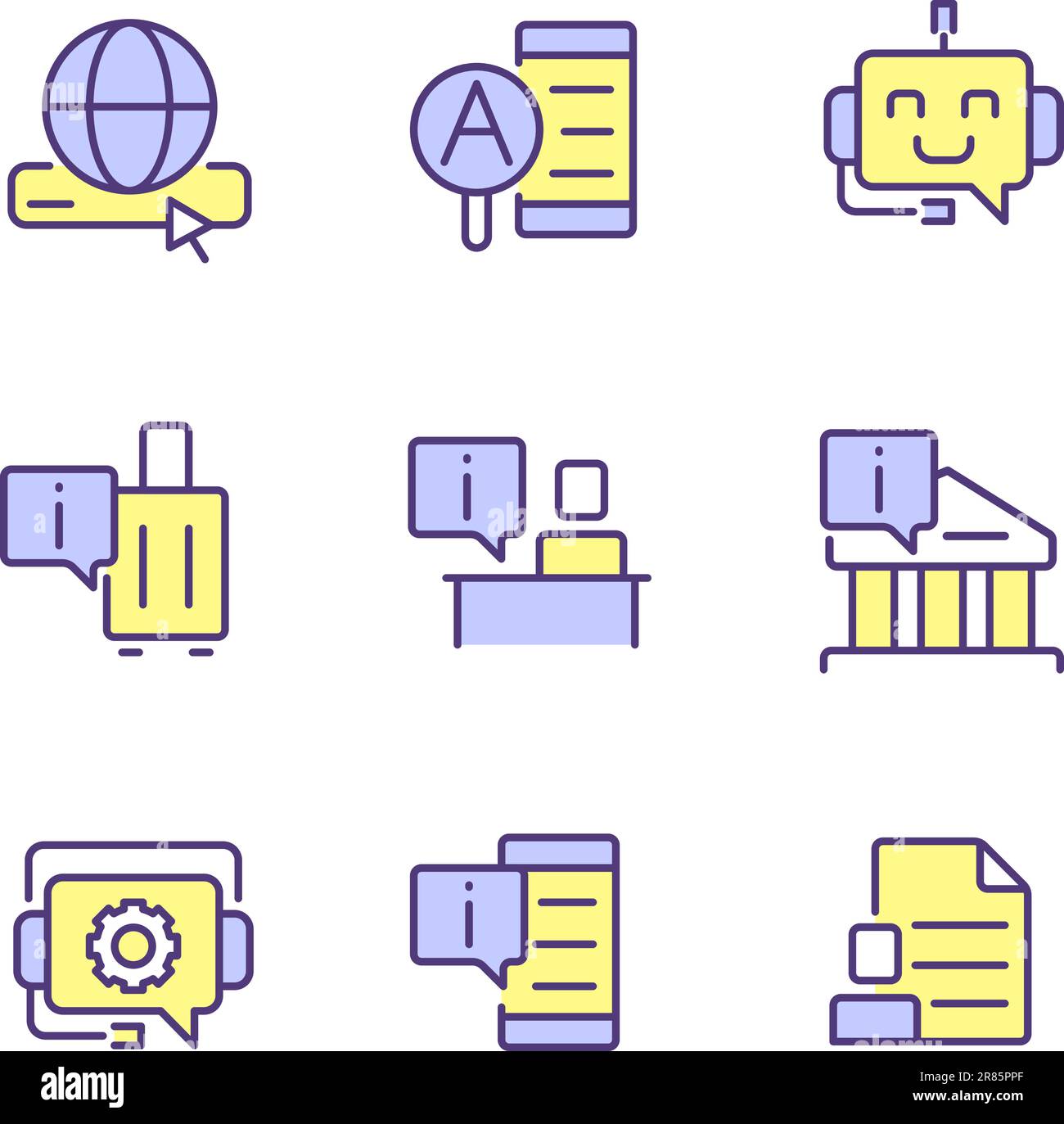 Technical support pixel perfect RGB color icons set Stock Vector