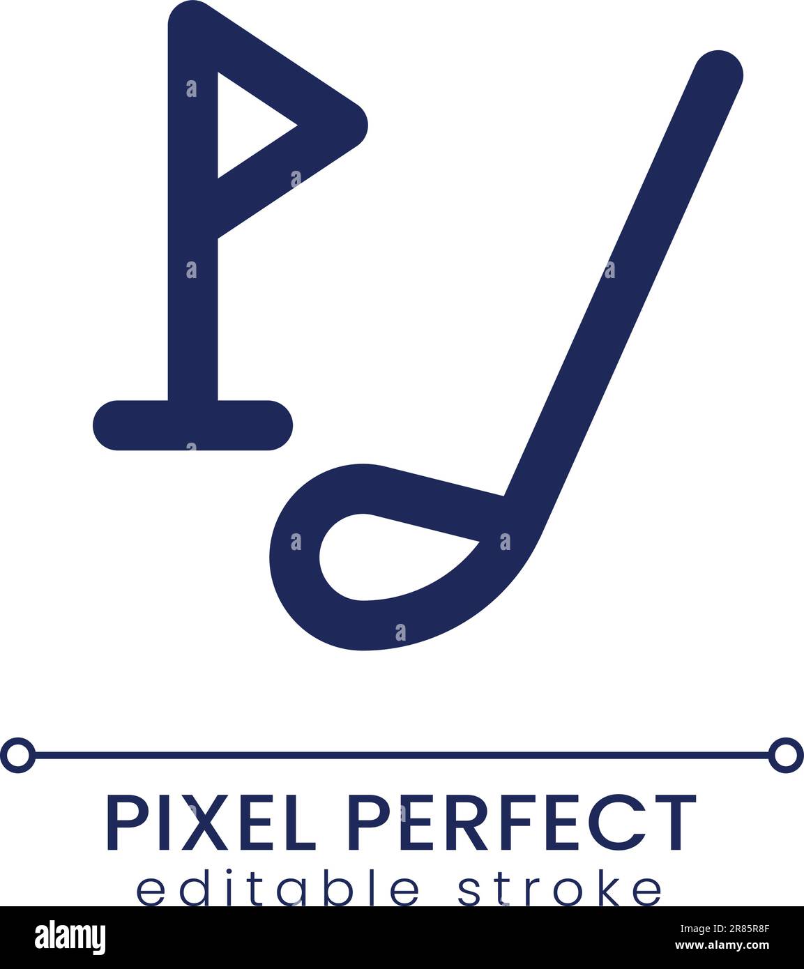 Golf driver and cup tag pixel perfect linear ui icon Stock Vector