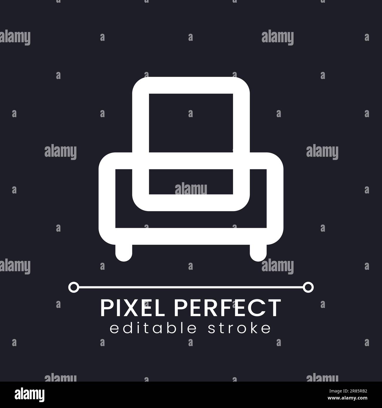 Armchair pixel perfect white linear ui icon for dark theme Stock Vector ...