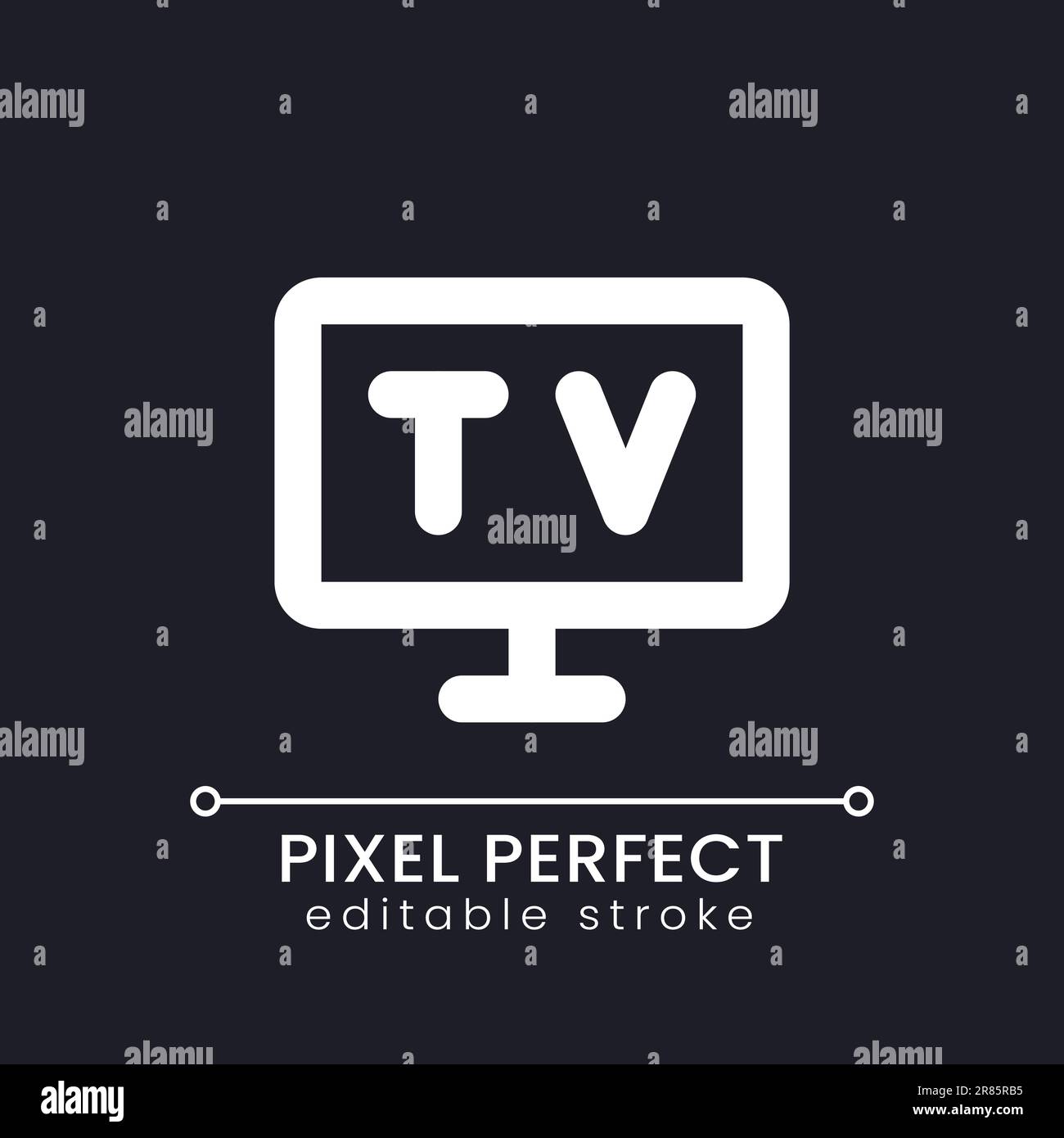 Television pixel perfect white linear ui icon for dark theme Stock Vector