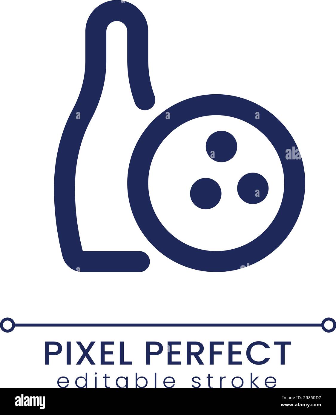 Bowling equipment pixel perfect linear ui icon Stock Vector