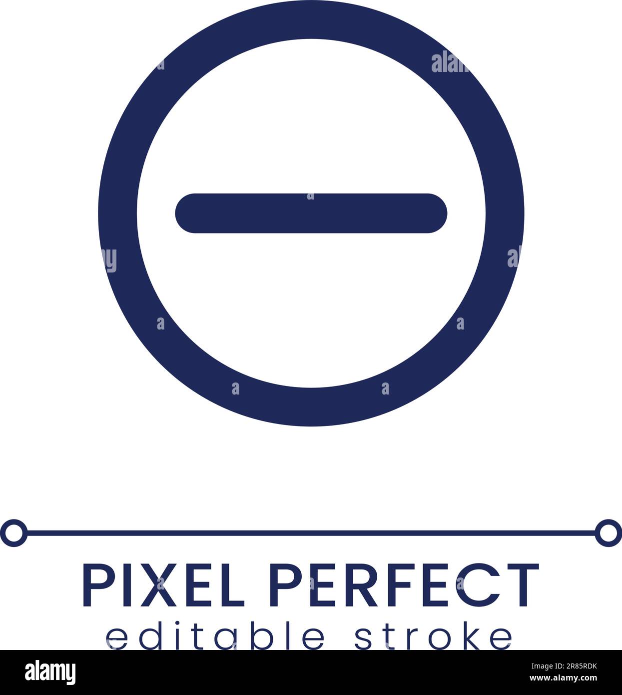 Subtraction button pixel perfect linear ui icon Stock Vector