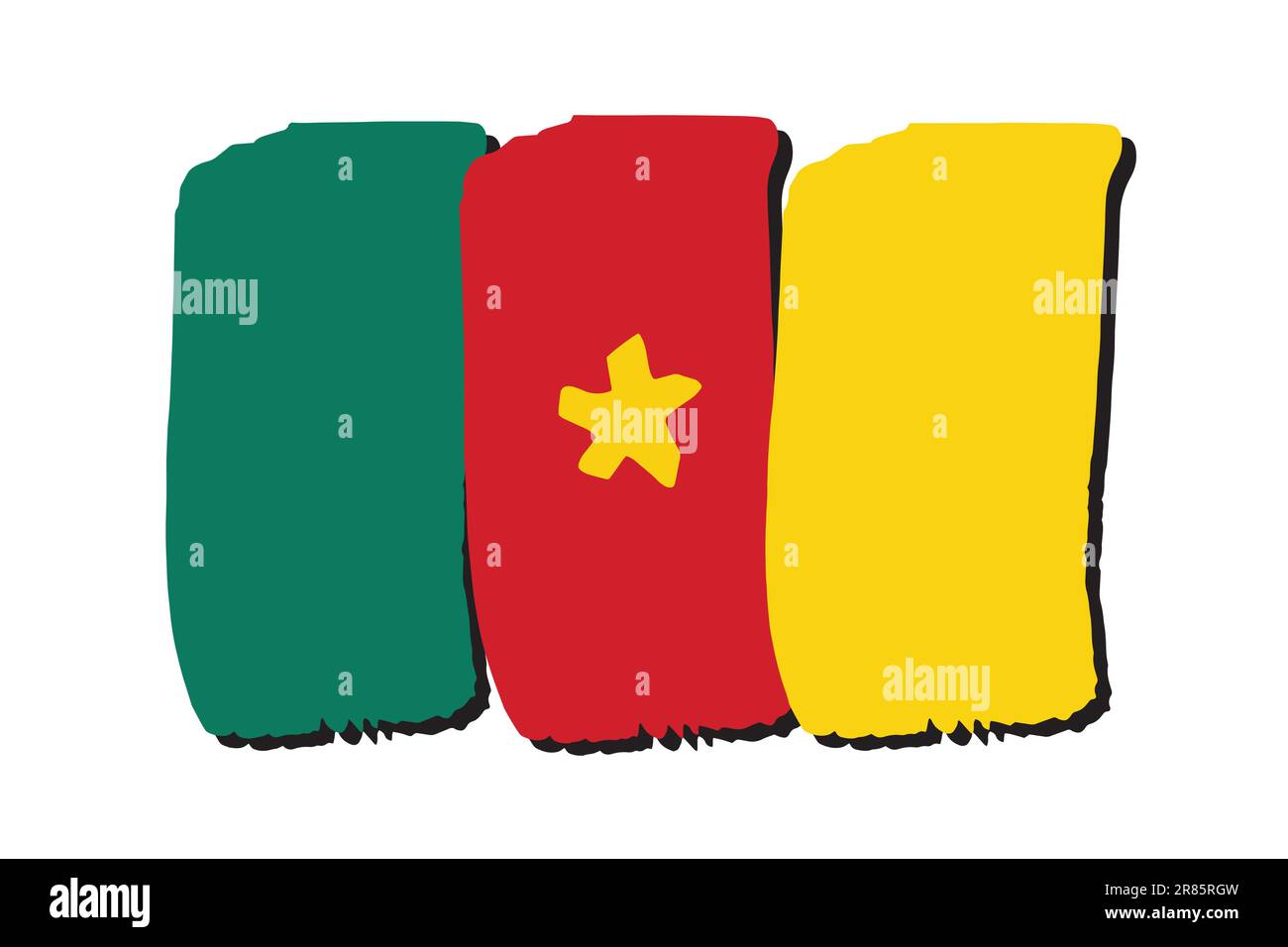 Cameroon Flag with colored hand drawn lines in Vector Format Stock Vector