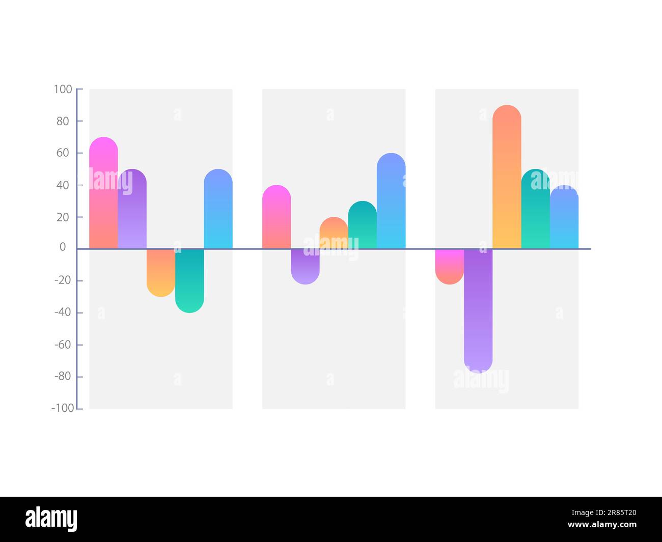 Positive and negative gradient infographic chart design template Stock ...
