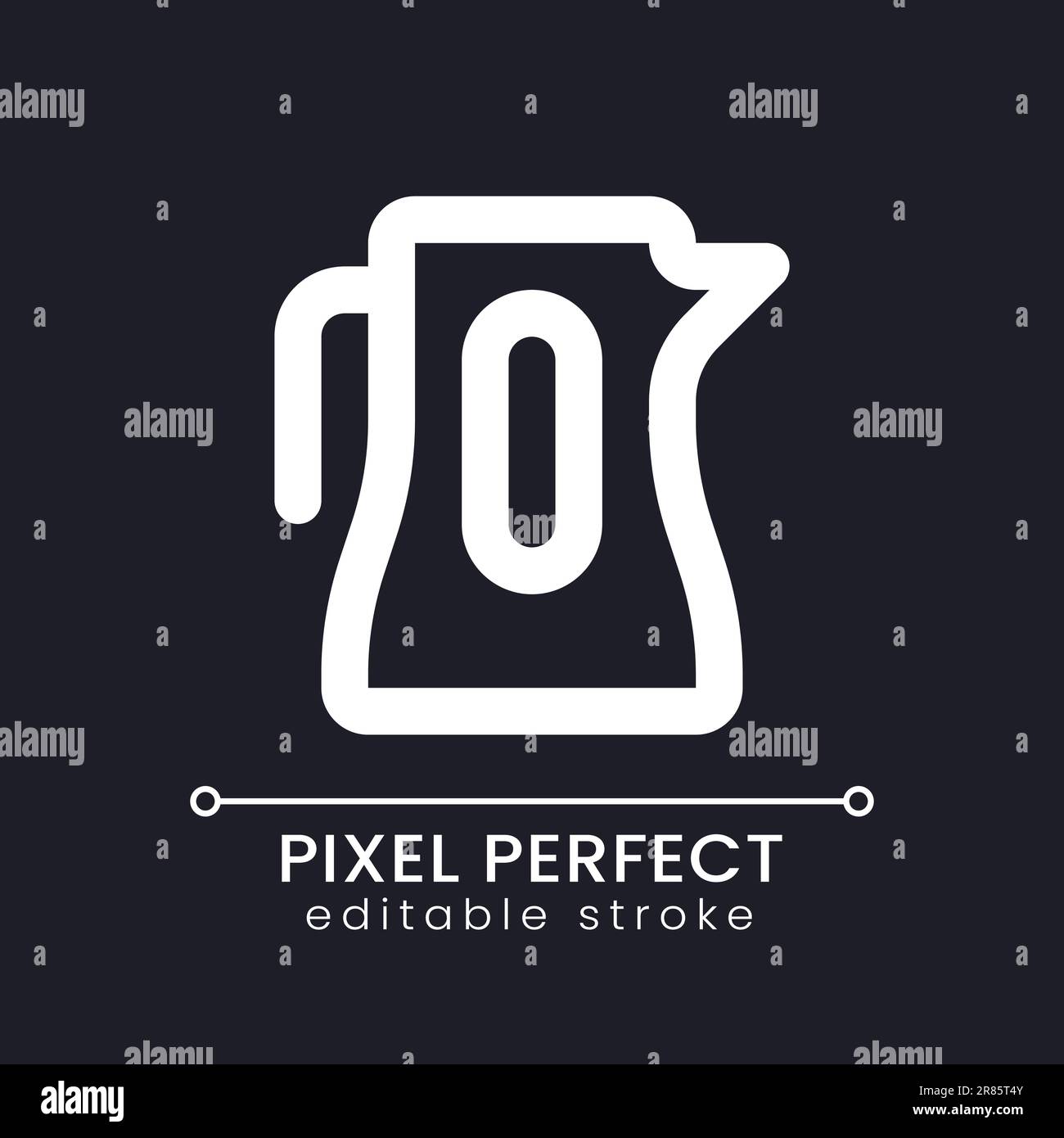 Electric kettle pixel perfect white linear ui icon for dark theme Stock Vector