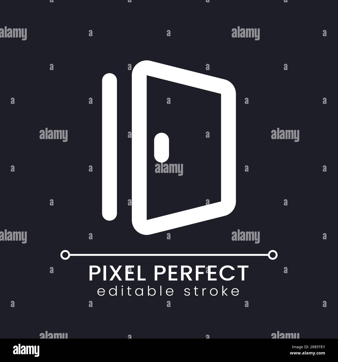 Door pixel perfect white linear ui icon for dark theme Stock Vector