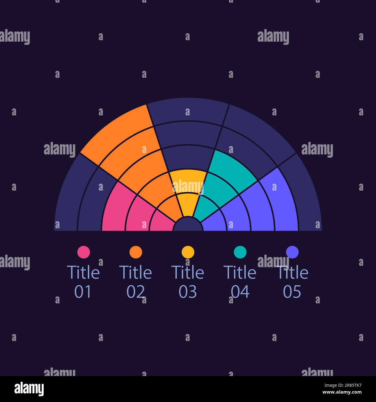 Semi circle infographic chart design template for dark theme Stock ...