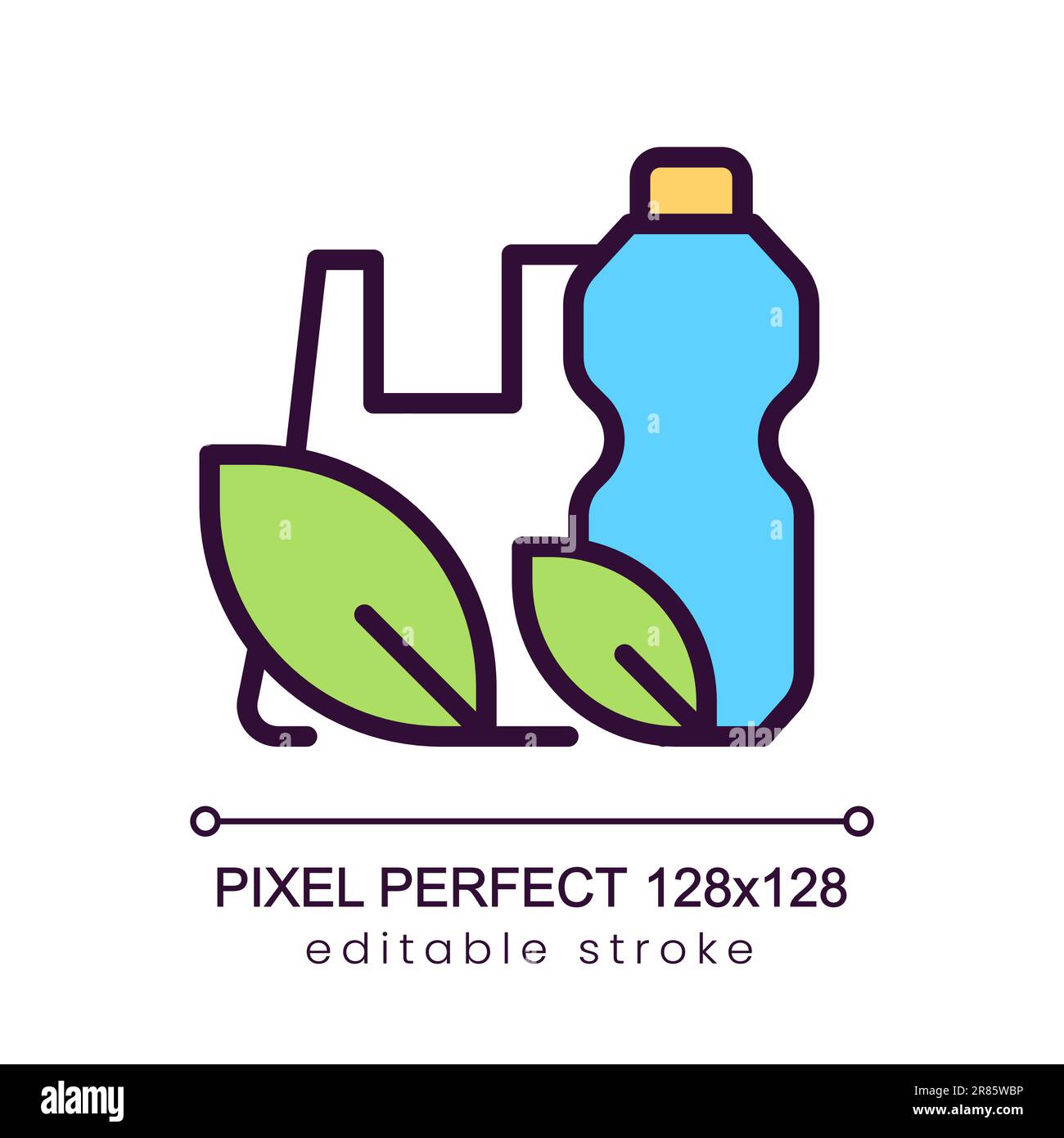 Biodegradable plastic pixel perfect RGB color icon Stock Vector