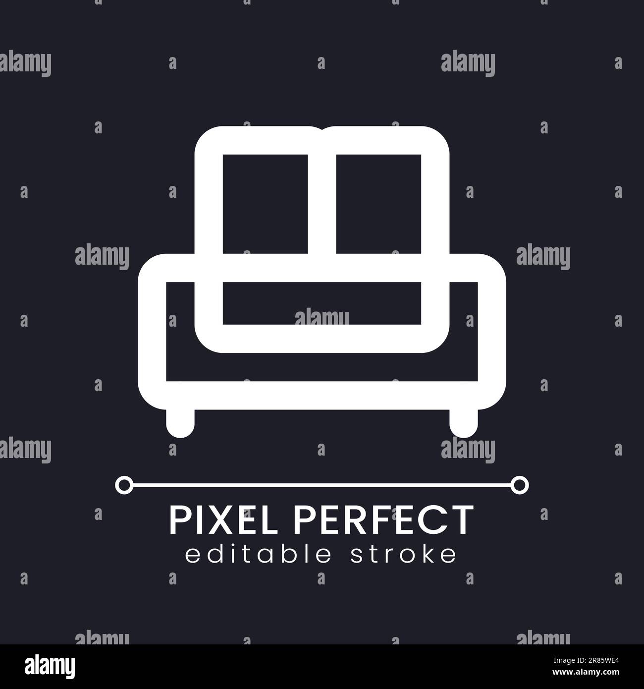 Sofa pixel perfect white linear ui icon for dark theme Stock Vector