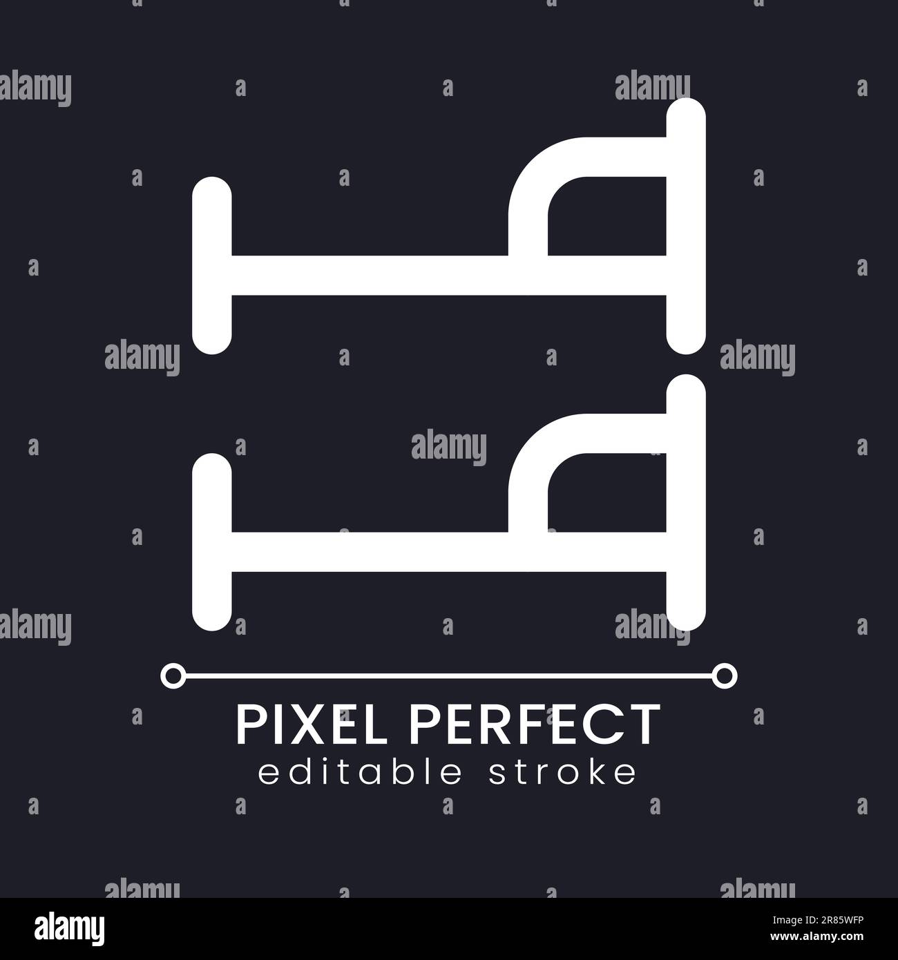 Bunk bed pixel perfect white linear ui icon for dark theme Stock Vector